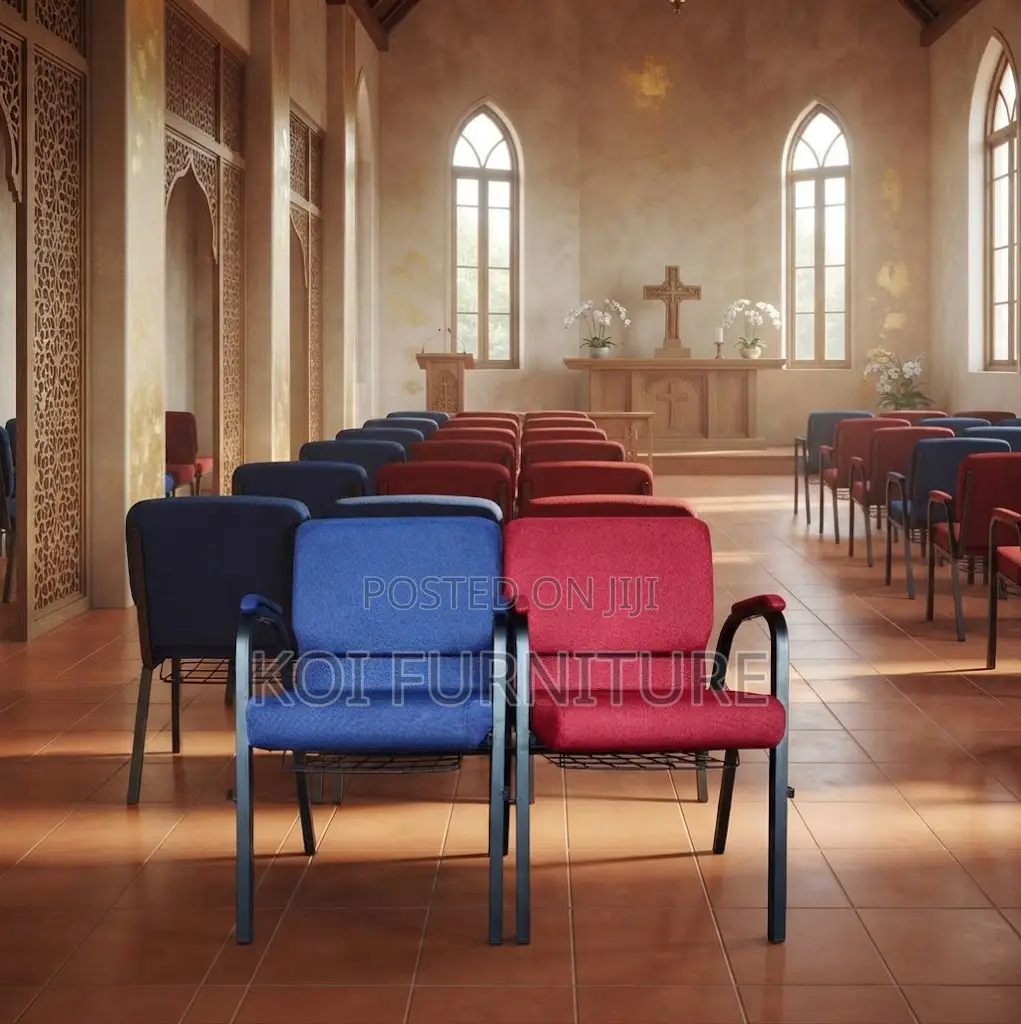 Office Chairs; Fabric Heavy Cushioned Church Seats With Mid Backrest
