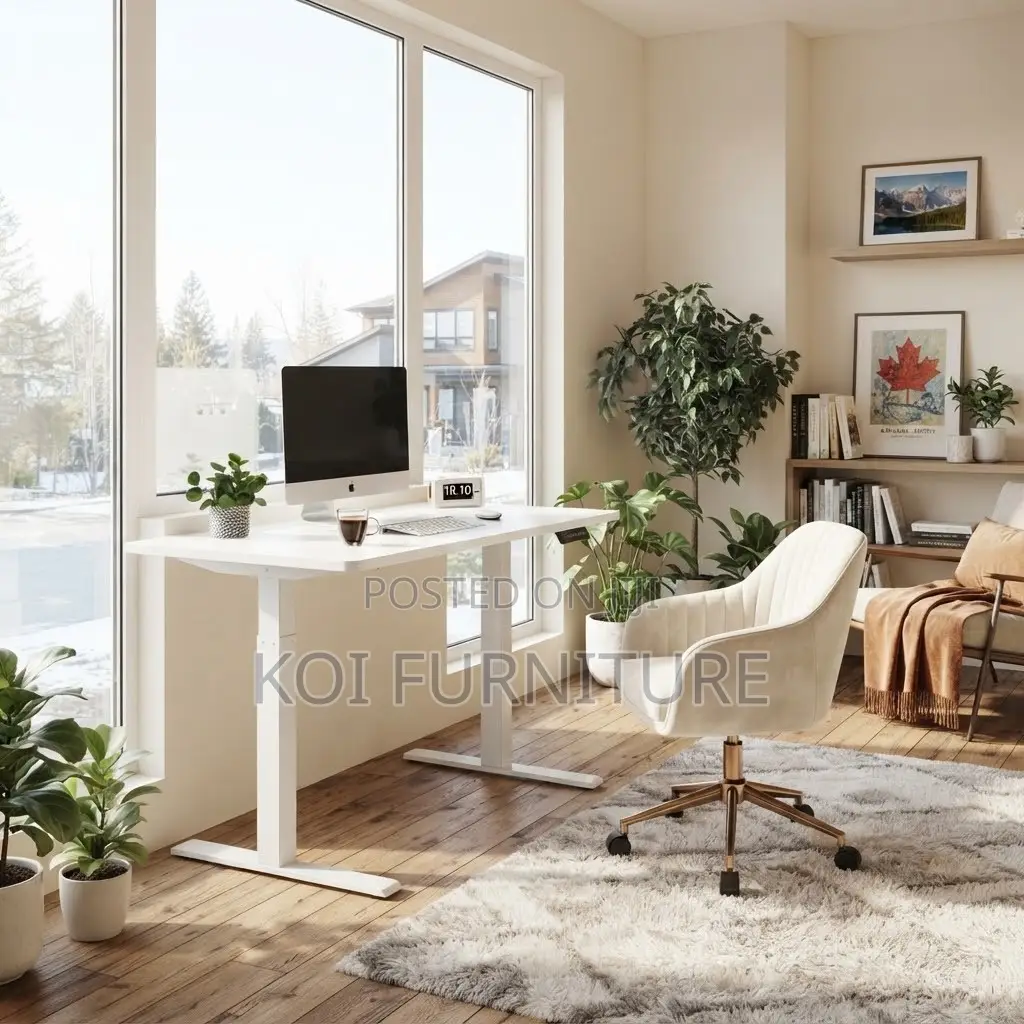 Office Desk; White 1.4 Meters Ergonomic Smart Powered Adjustable Desk