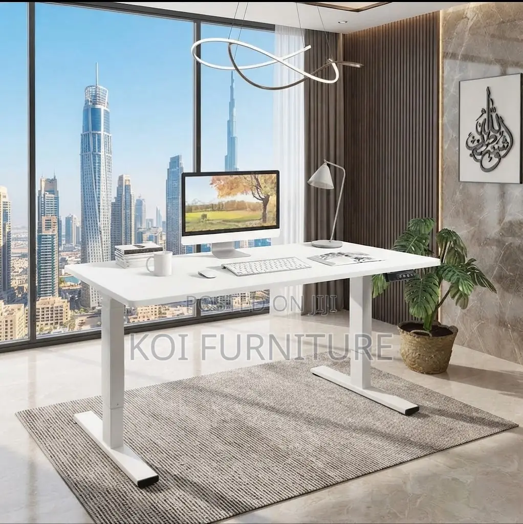 Office Desk; White 1.4 Meters Ergonomic Smart Powered Adjustable Desk