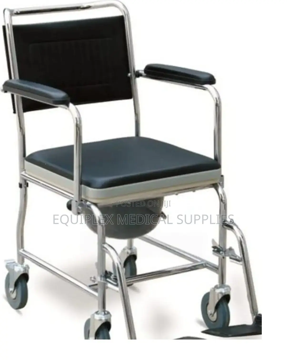 Commode Seat (Has Wheels, Backrest, and Armrest)