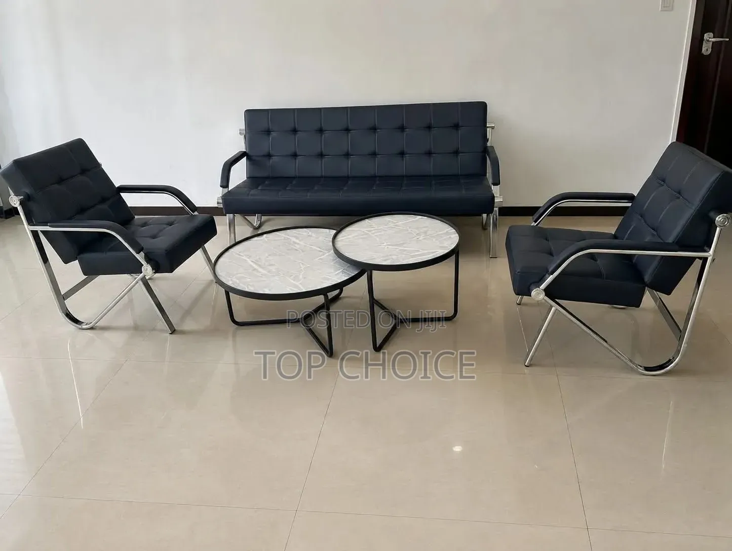 Modern Leather Office Waiting Sofa Set With Coffee Tables