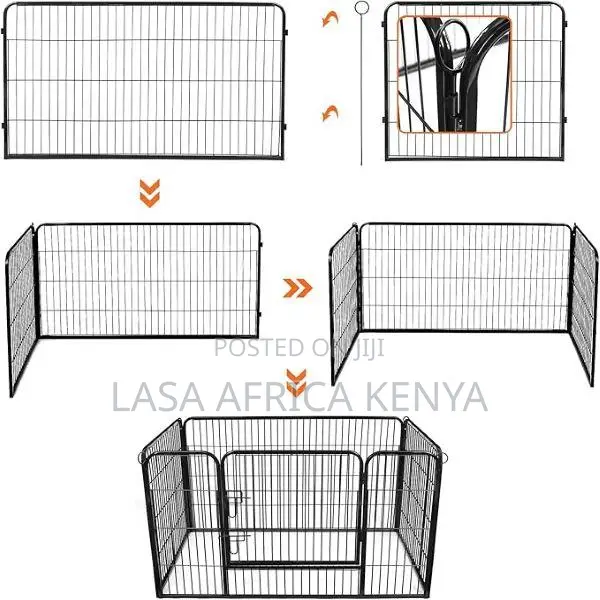 Portable Steel Foldable Pet Playpen Black Panels