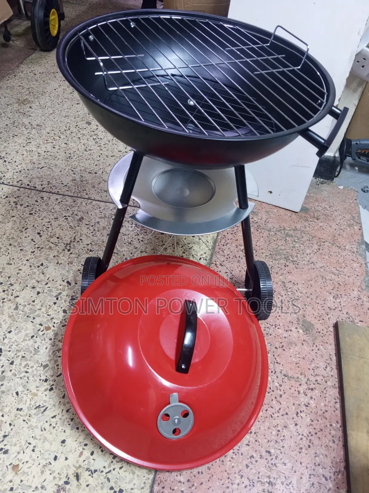 17" Kettle Trolley BBQ Charcoal Grill-Portable Outdoor Grill