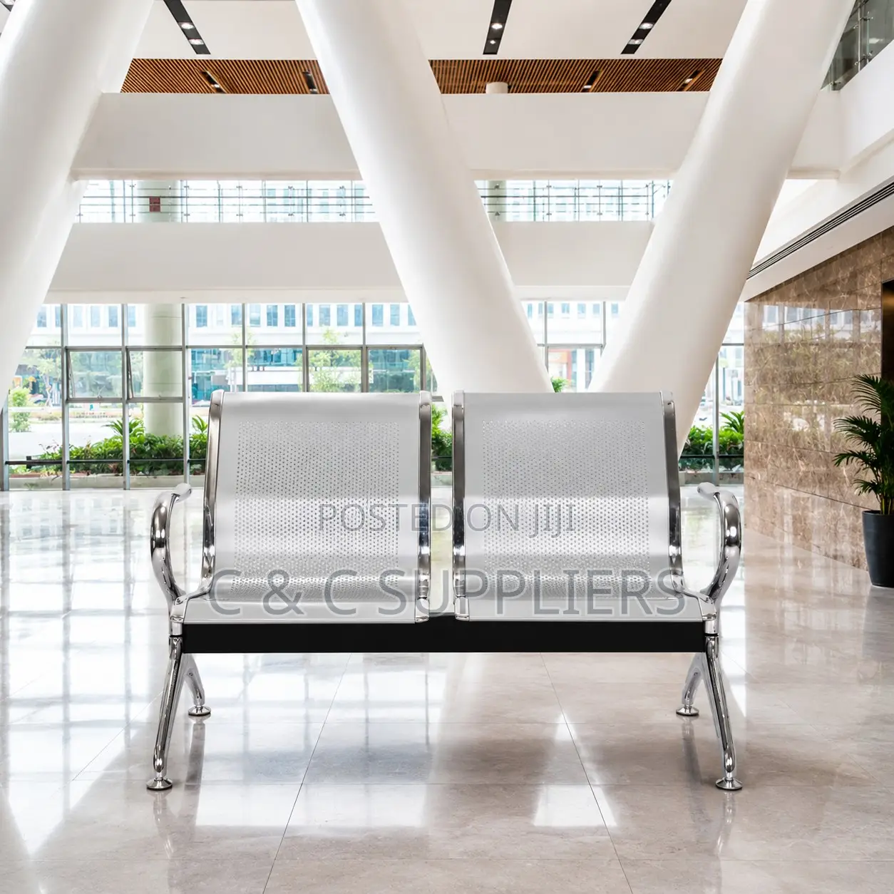 2-Link Metallic Bench With Armrest