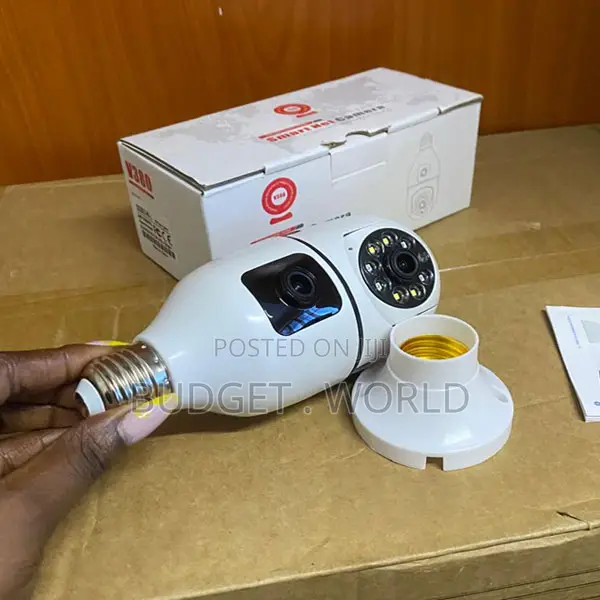 Crystal-Clear Dual Lens PTZ WiFi Bulb Camera –360°V380 Pro Indoor CCTV
