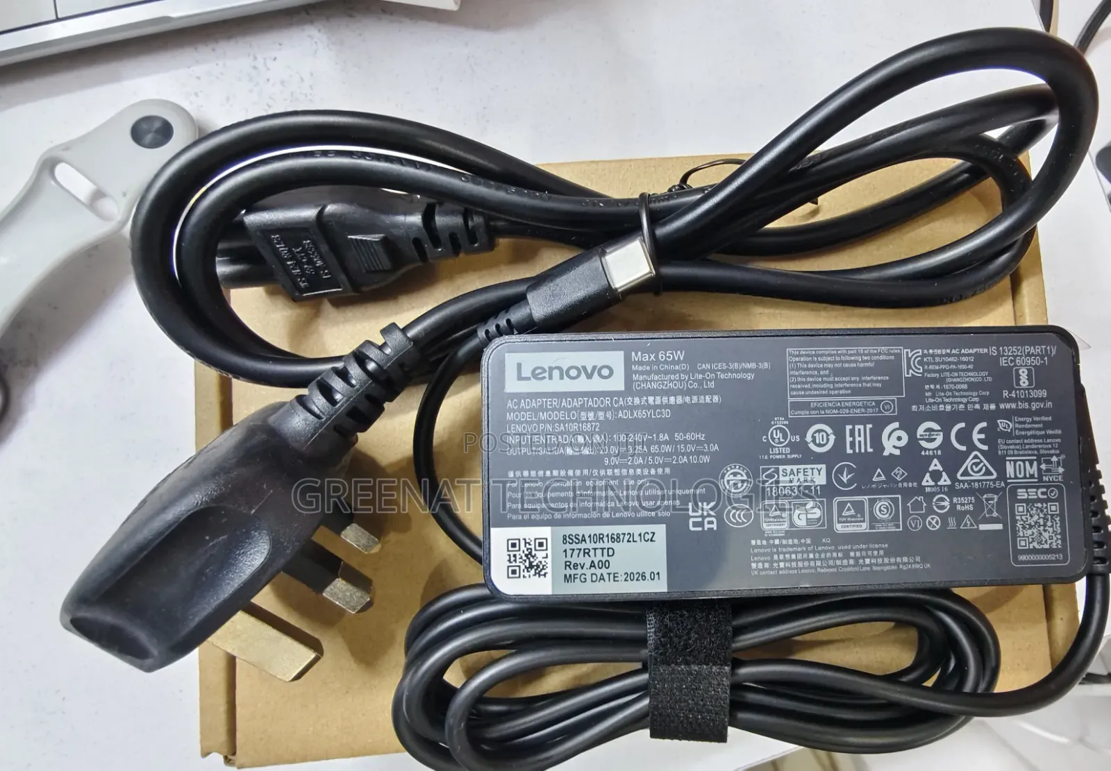 Original Lenovo 65W USB-C Fast Charger Max 65W Type C PD