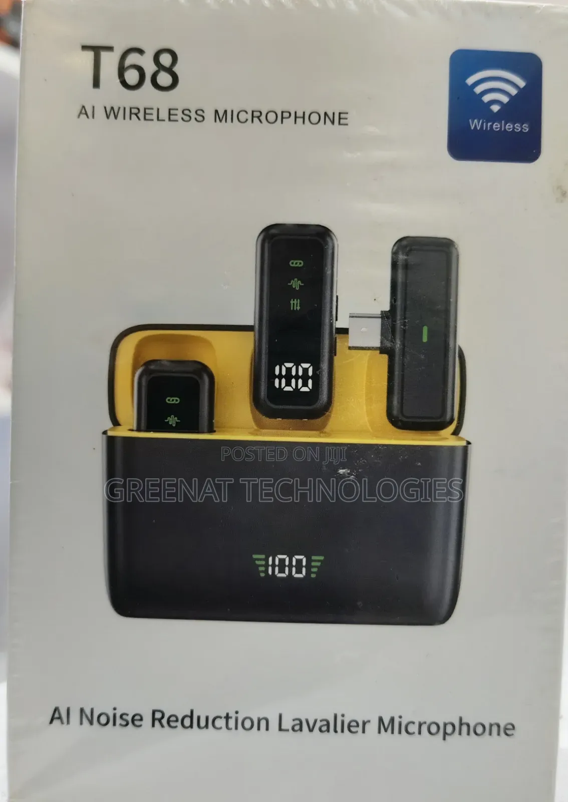 T68 AI Wireless Microphone Type C - 2in1 AI Noise Reduction Lavalier