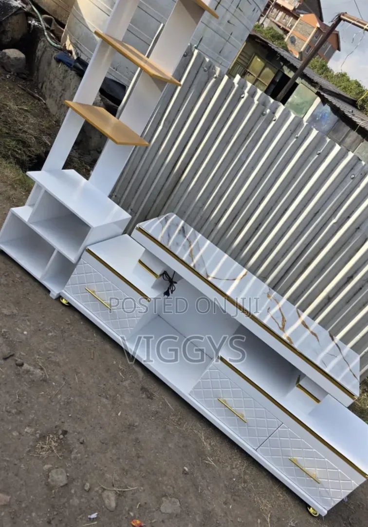 *TV Stand With  LED Lights With Inbuilt Flower Decor Stand