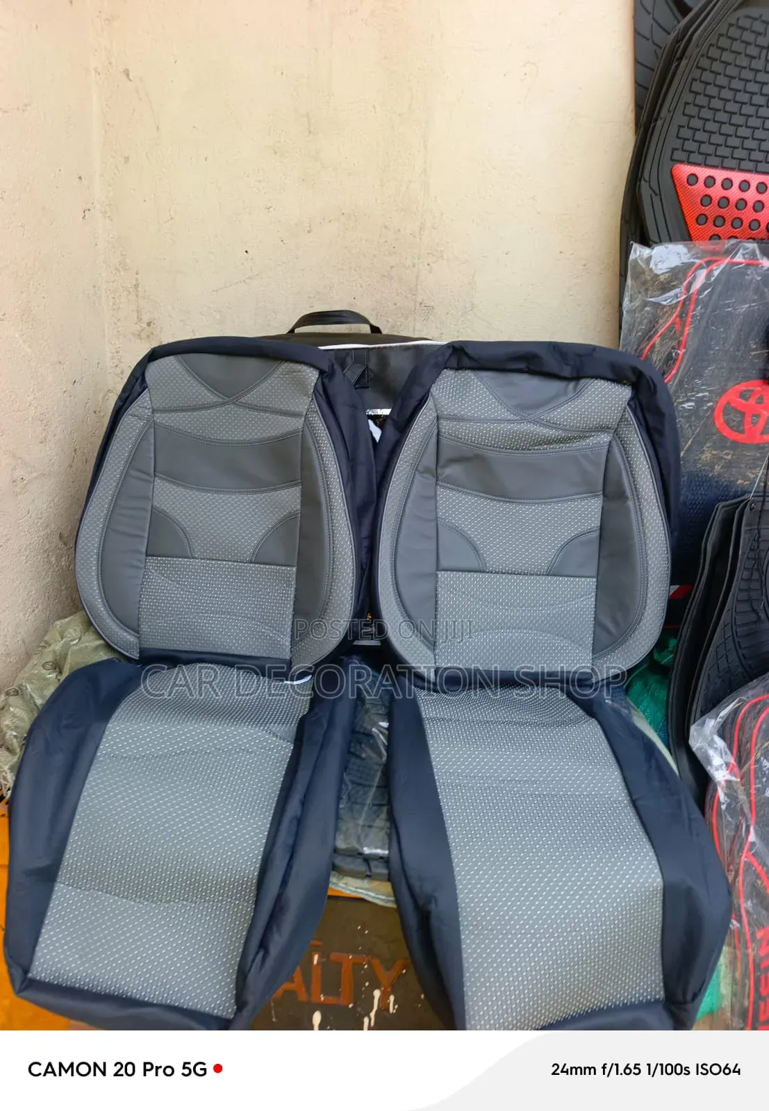 Premium Grey Cotton Leather Sport Seat Covers