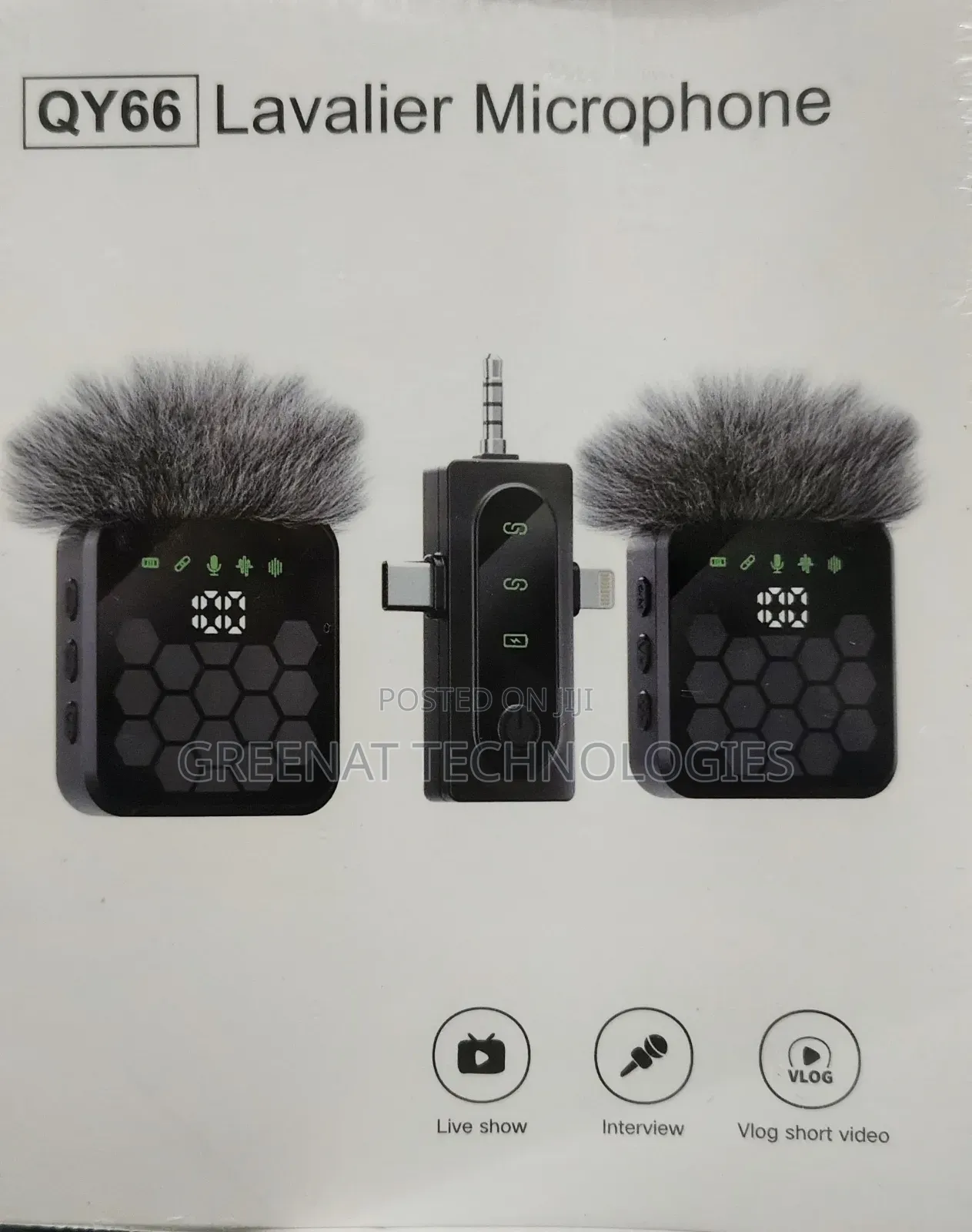 QY66 Dual Wireless Microphone for Interview - 2 Mics 20M Range