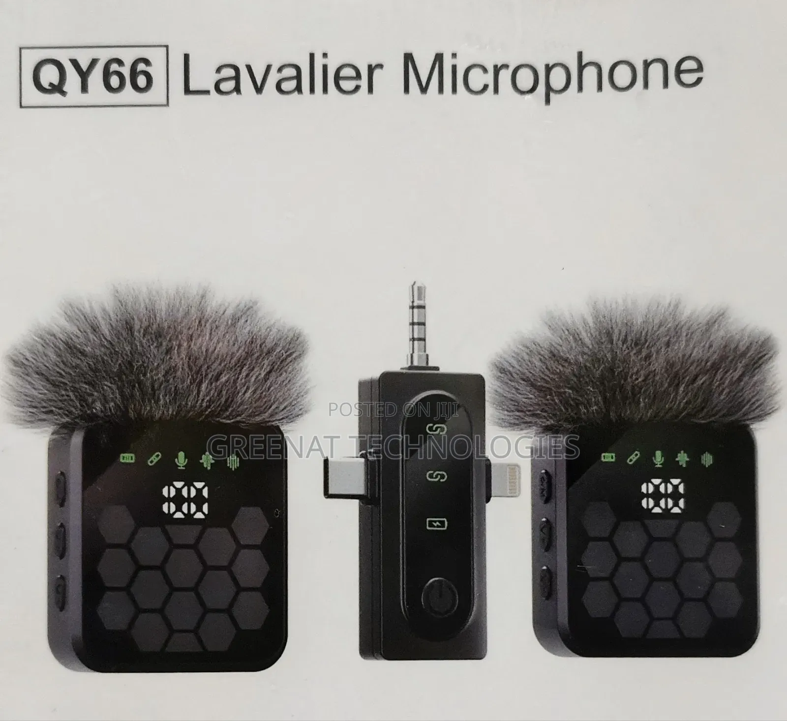 QY66 Wireless Lavalier Microphone 3-in-1 Type C iPhone 3.5mm Jack