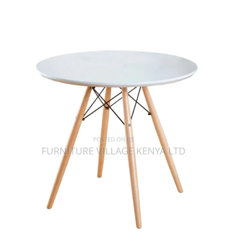Dining Table; Modern Round White Top Office Dining Table