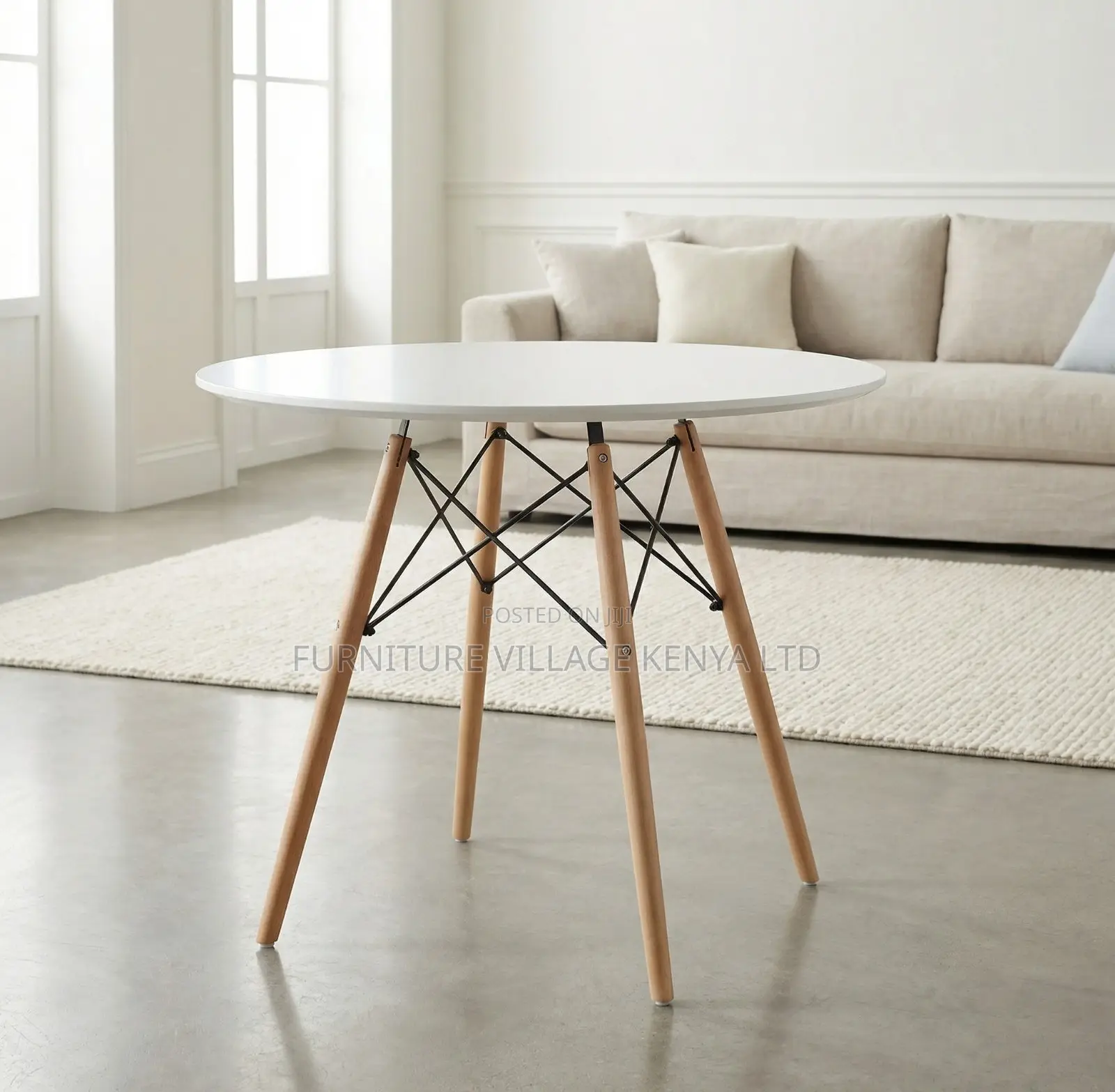 Dining Table; Modern Round White Top Office Dining Table