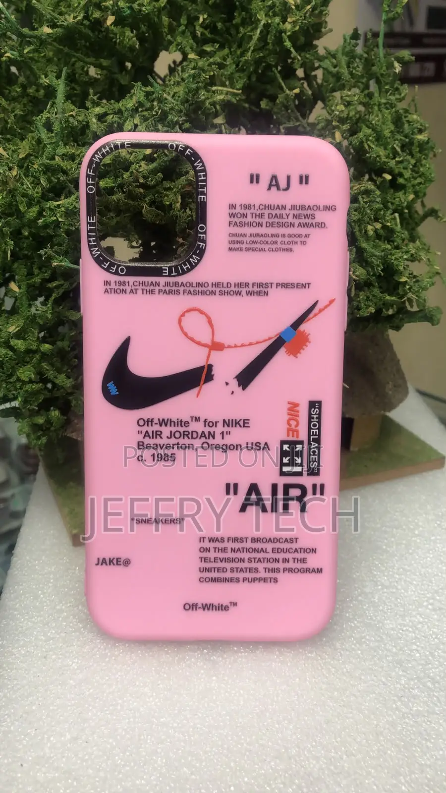 Pink Silicone Phone Case Off-White Nike Air Jordan iPhone 11 Pro Max