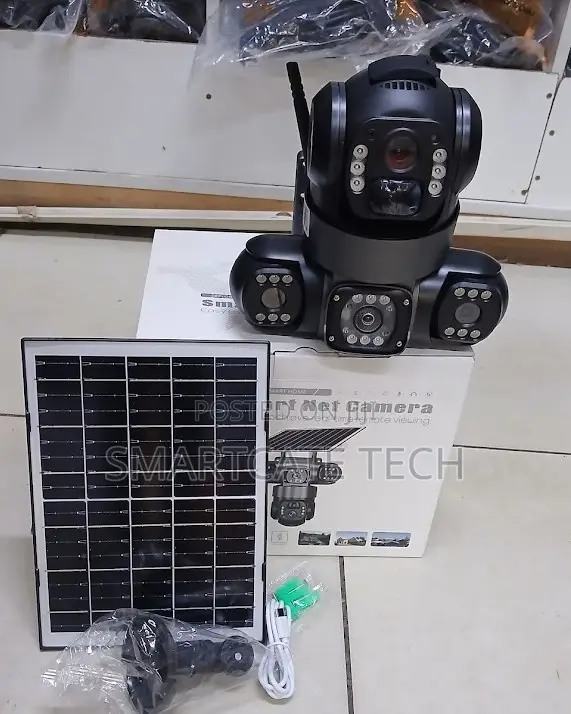 V380 Triple Lens Solar CCTV Camera – 4G Wireless Outdoor Security