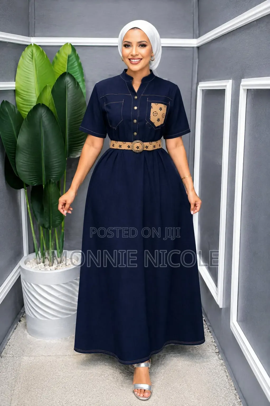 Buttoned Denim Maxi Shirt Dress💯