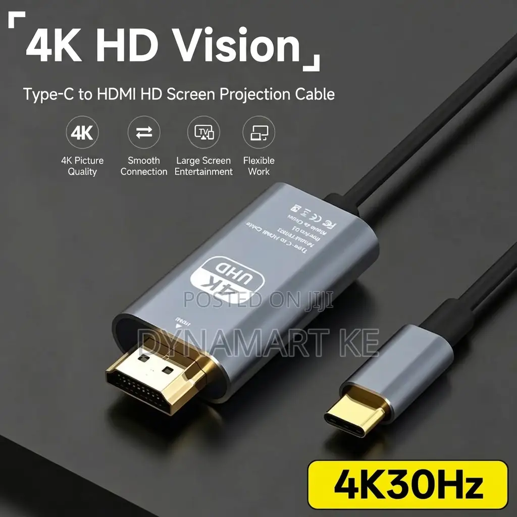 4K@30Hz 2m Type-C to HDMI Cable for Laptops, Phones, Monitors TVs