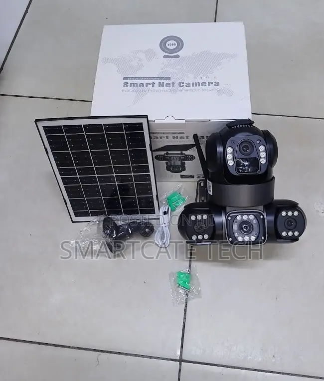 V380 Solar Powered 4G CCTV – Triple Lens Outdoor Security Camera