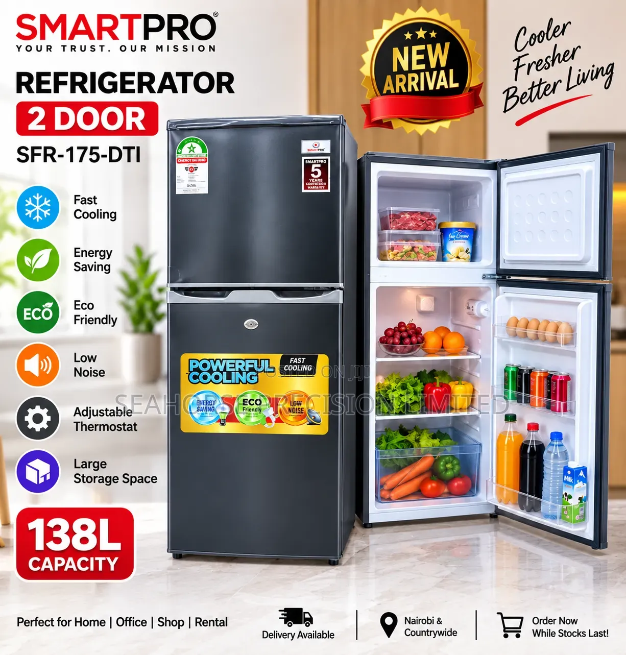 SmartPro Refrigerator 138L 2-Door – 175-Dti