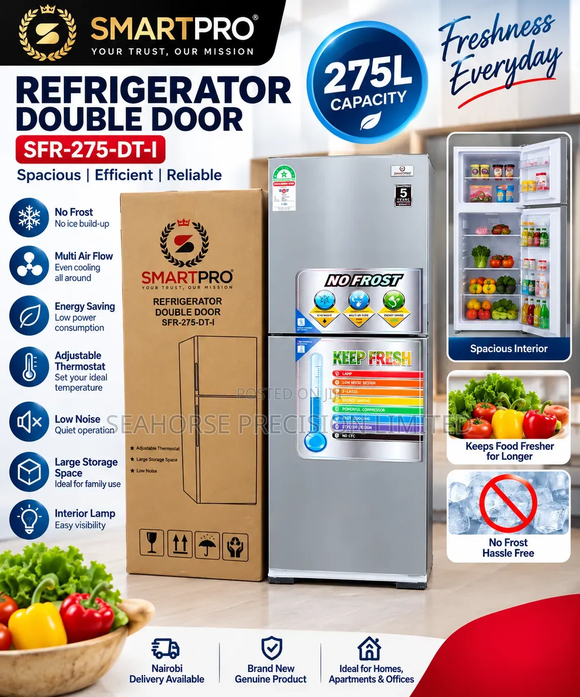 SmartPro Refrigerator Double Door – 275L No Frost |