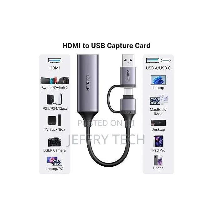 Ugreen Full HD 1080P 60FPS Capture Card HDMI to USB a/Type C Video