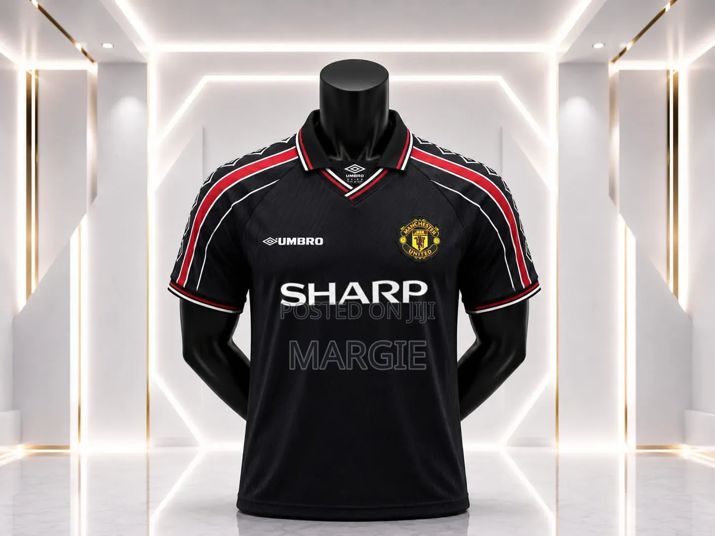 Black Sharp Manchester United Old School Jersey