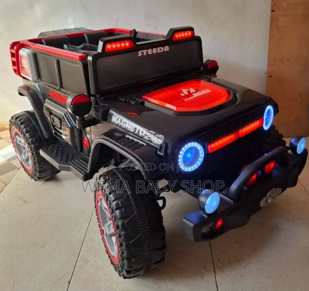 Kids Electric Ride-on Police Jeep 4-Wheel Drive/Led Lights/Remote