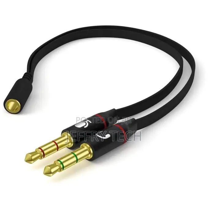 3.5mm Female to 2 Dual 3.5mm Male Headphone Mic Audio Y Splitter Fr PC