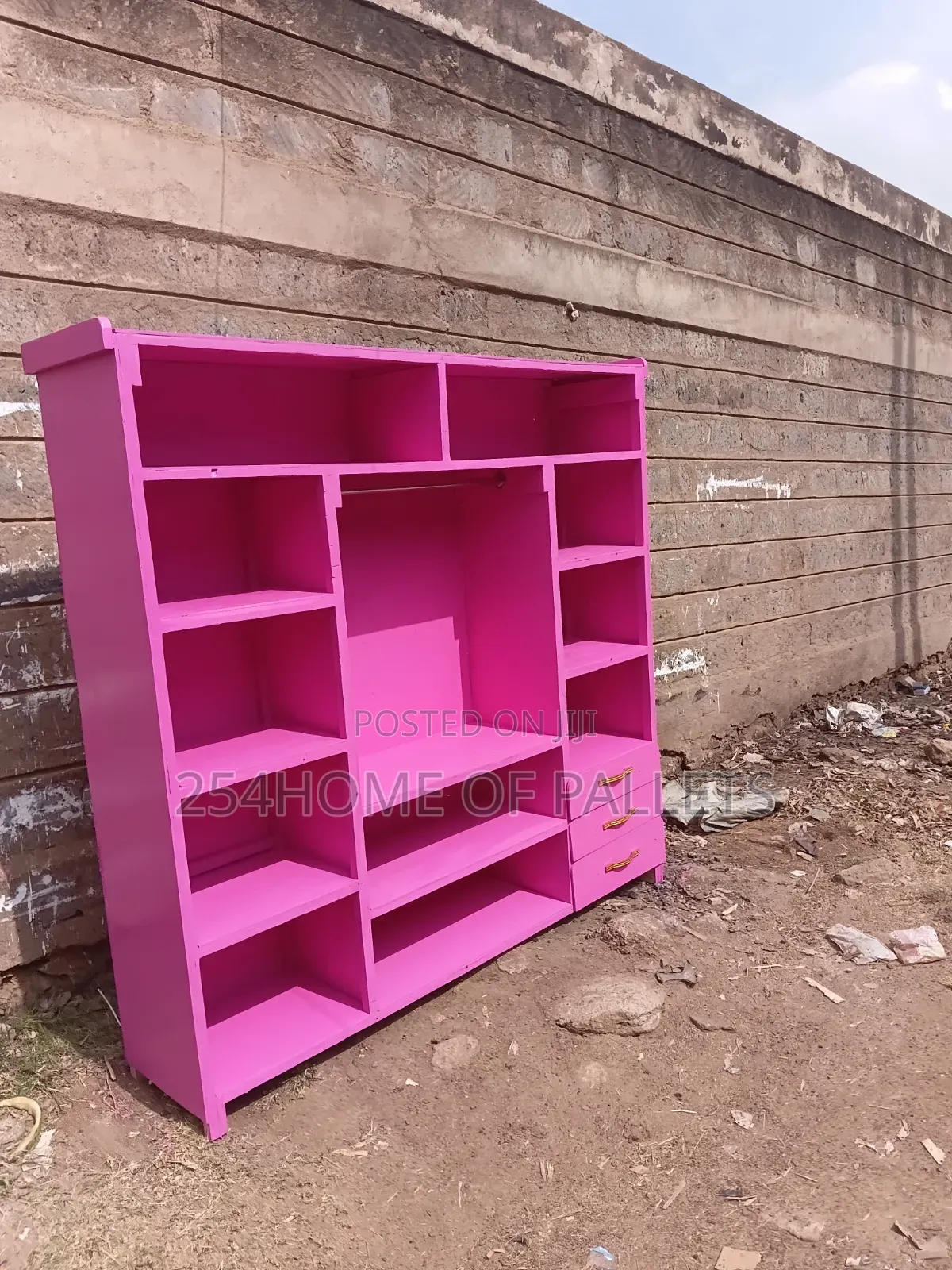 6 by 6 Spacious Pink Pallet Wardrobe