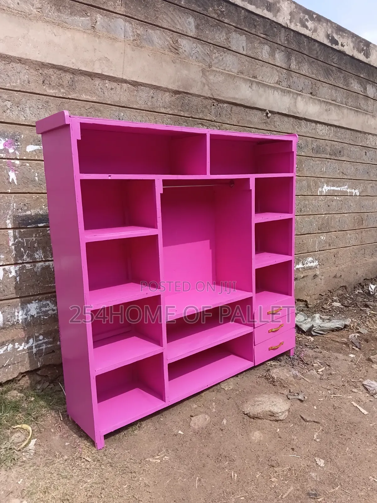 6 by 6 Spacious Pink Pallet Wardrobe