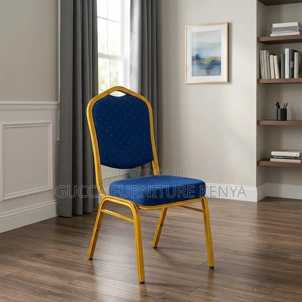 Blue Armless Conference Chair.