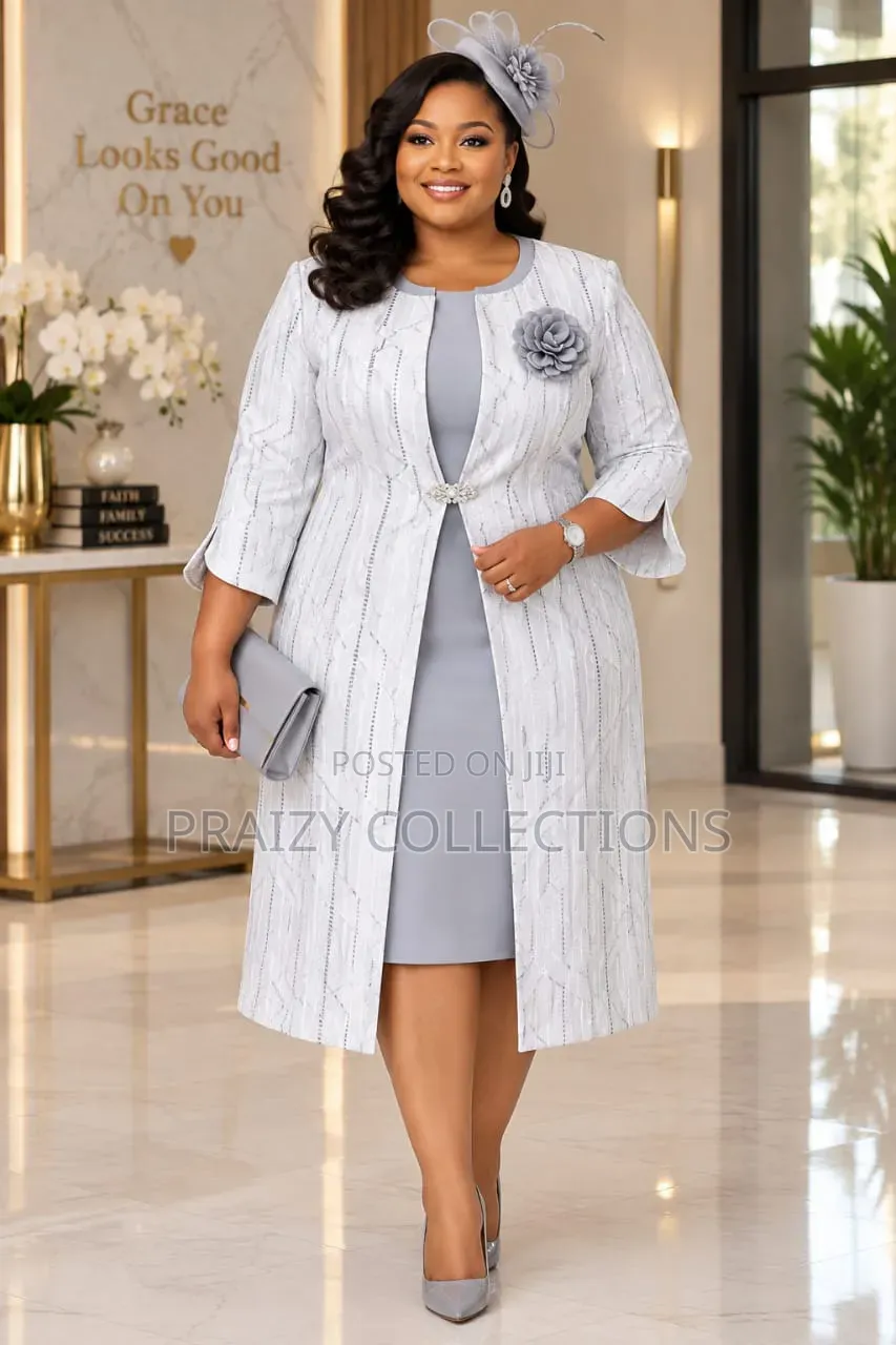 Beautiful Good Quality 2-Piece Dress Set (Long Coat and Dress)