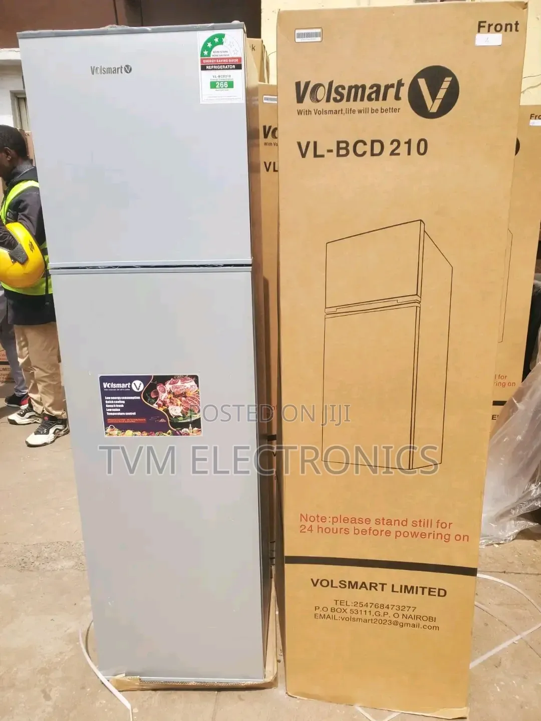 Volsmart VL-BCD210 210L Double Door Refrigerator ,Top Freezer Silver