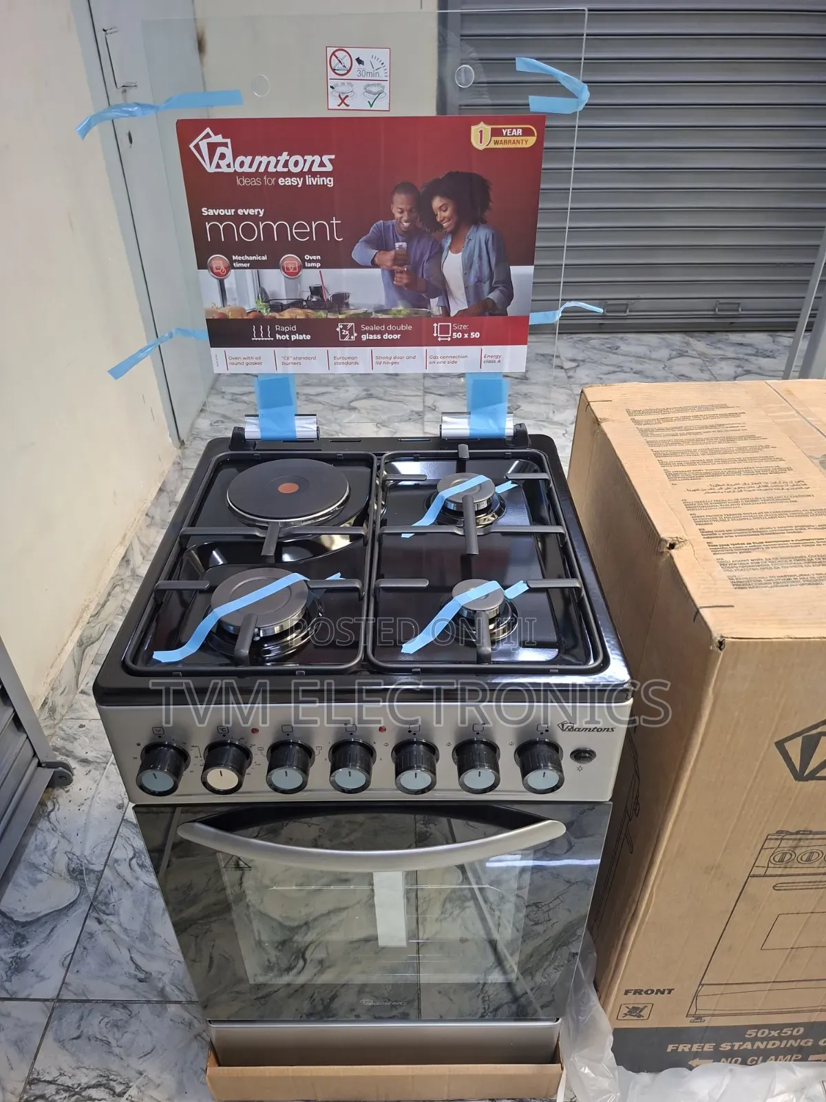 Ramtons 3g+1e 50x50 Silver Cooker- Rc/906