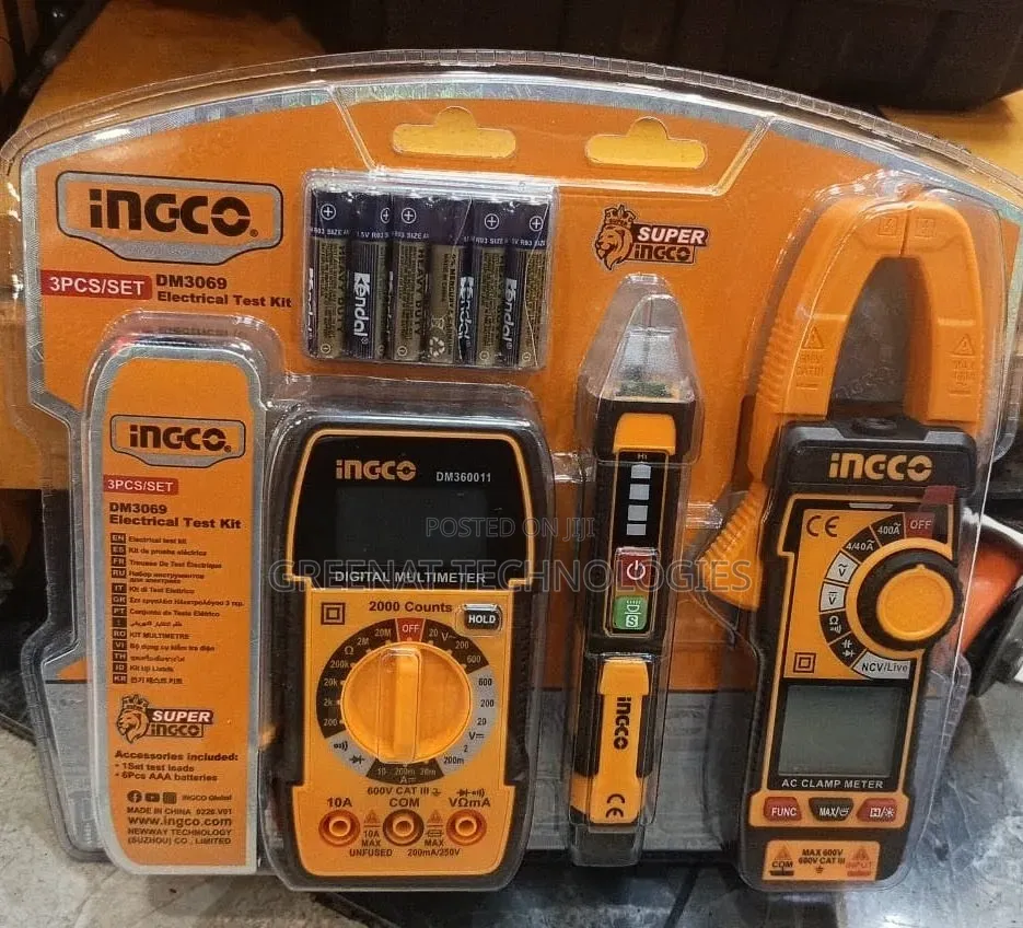 INGCO 3PCS Electrical Test Kit DM3069 Digital Multimeter