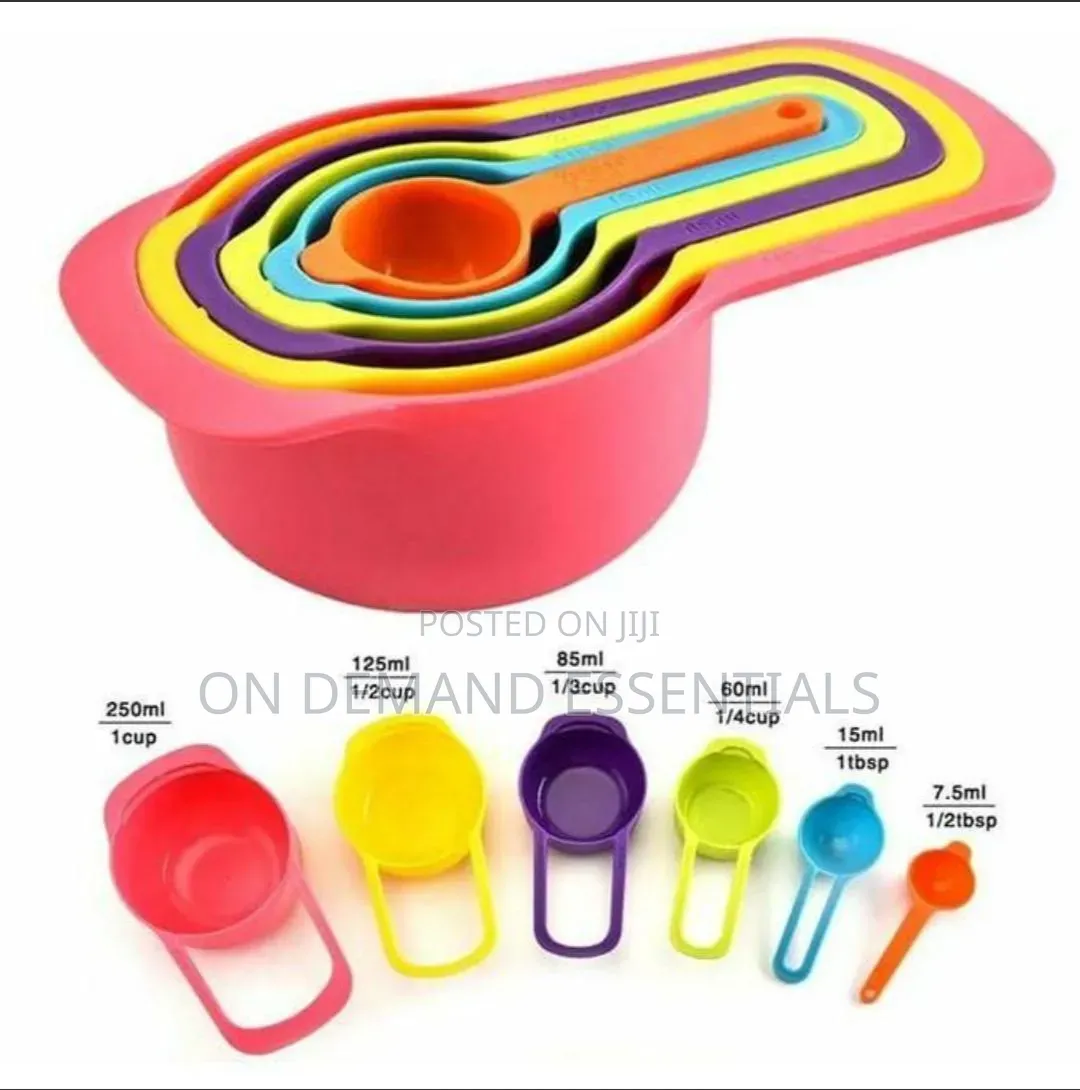 6-Piece Plastic Measuring Cup and Spoon Set for Baking and Cooking