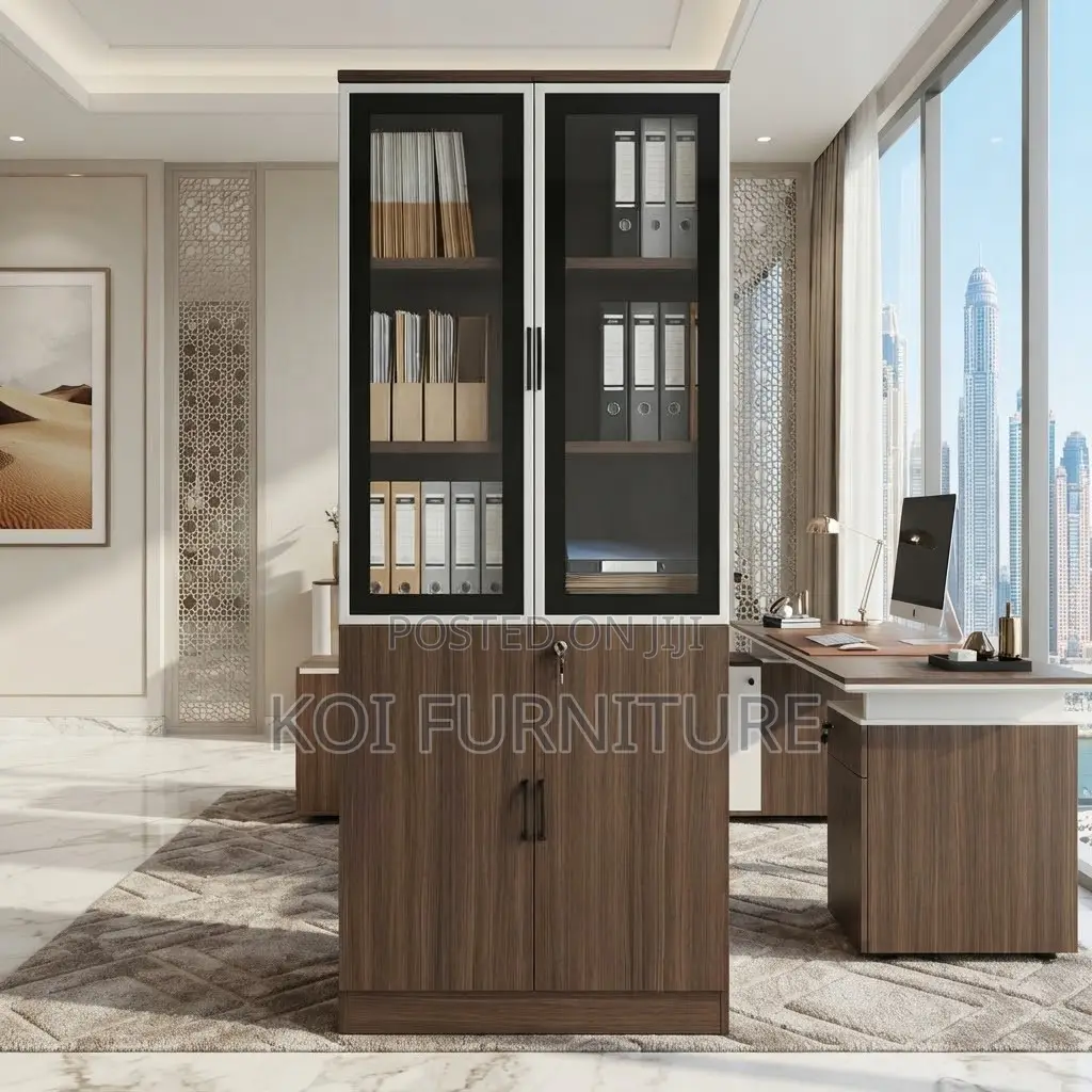 Office Cabinet; Two Door Executive Lockable Cabinet With Glass