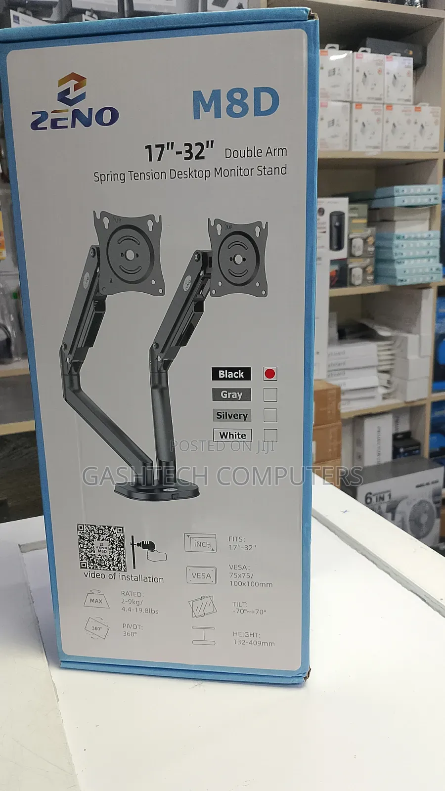 Zeno Double Arm Spring Tension Desktop Monitor Stand