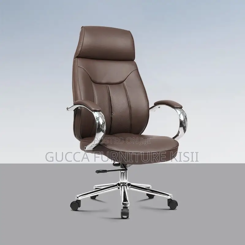 Executive Chair; Sleek Brown Executive Leather Office Chair