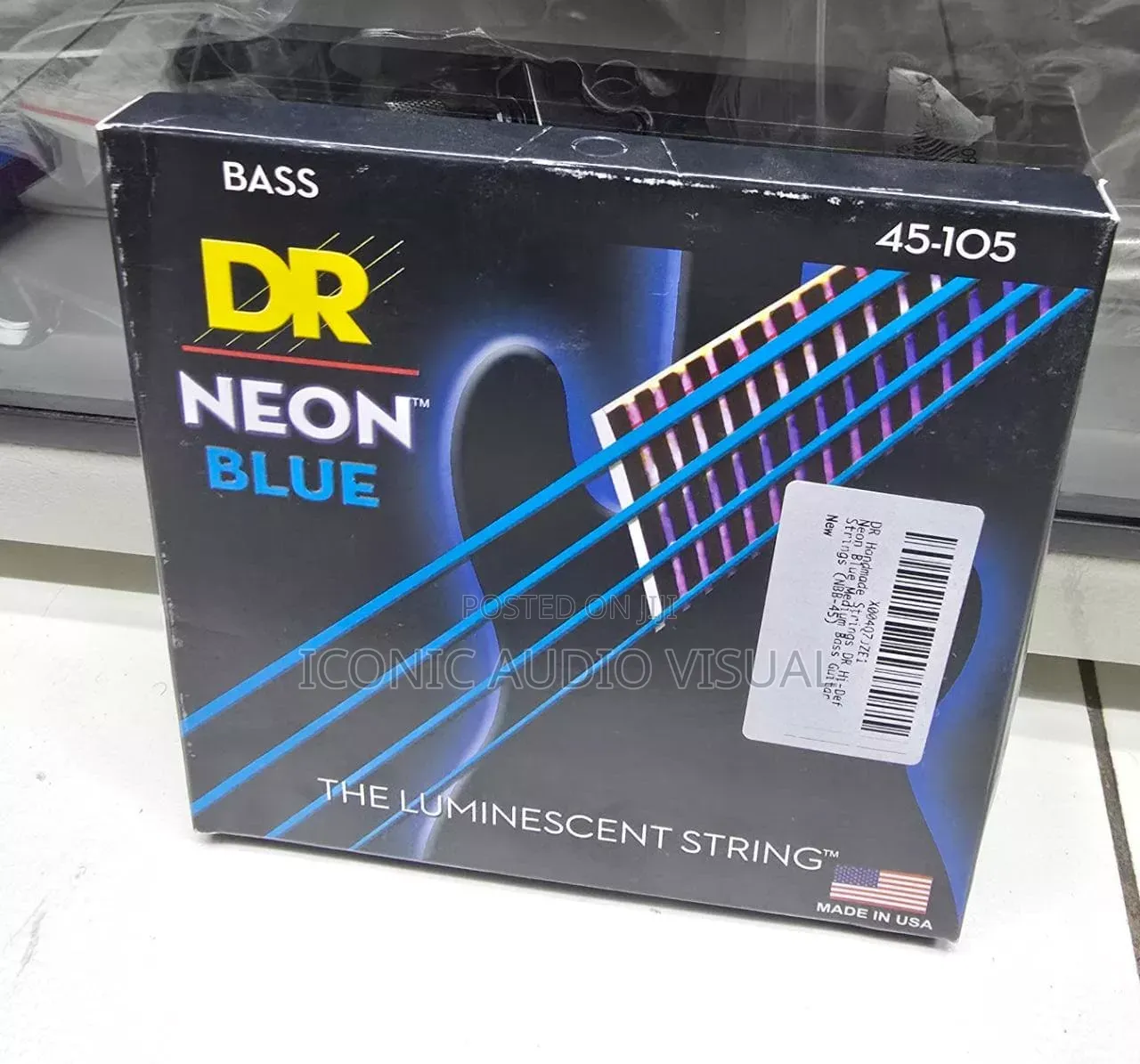 DR Neon Blue Bass 4 String