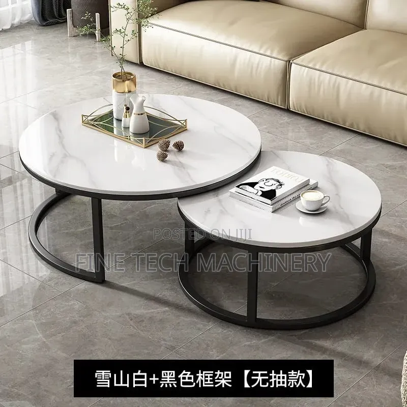 Mordern Luxury 2in 1 Pure Marble Nesting Tables With Black Stand