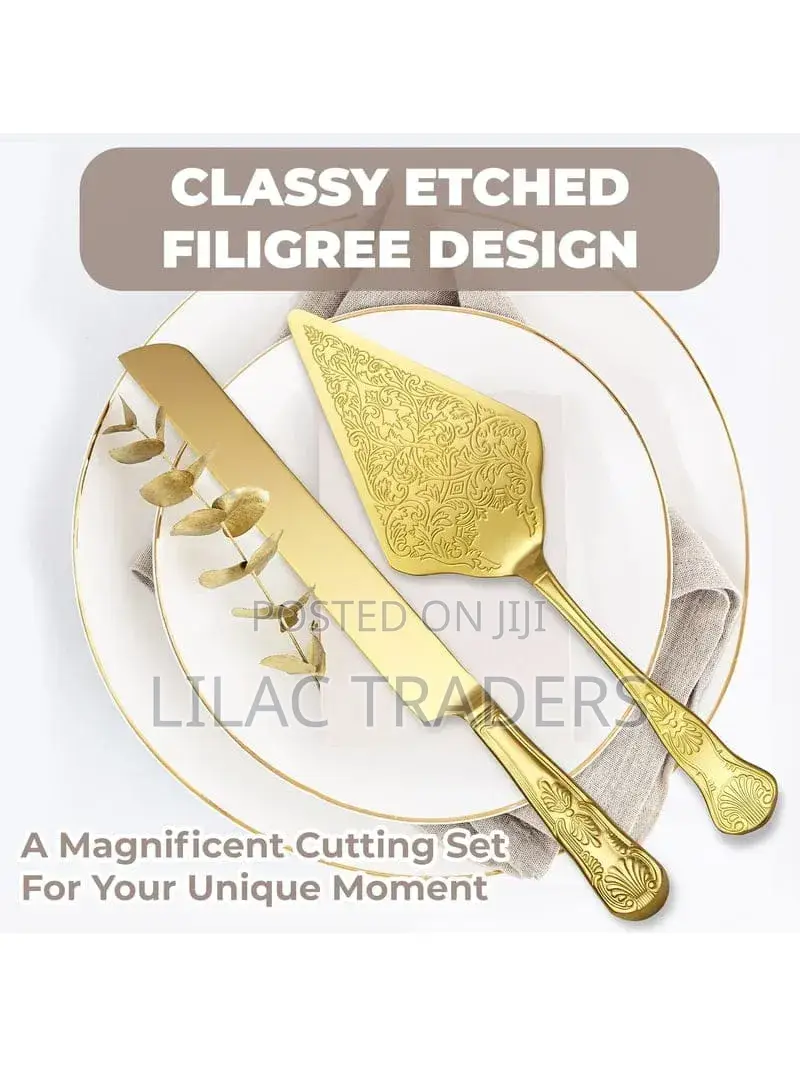 Gold Stainless Steel Cake Server Set *Galw