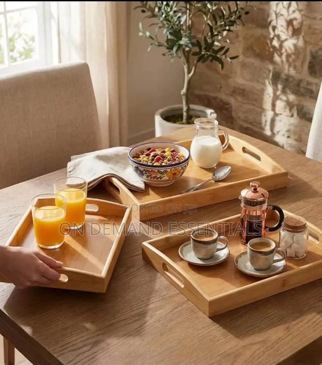 Multifunctional 3pc Bamboo Trays
