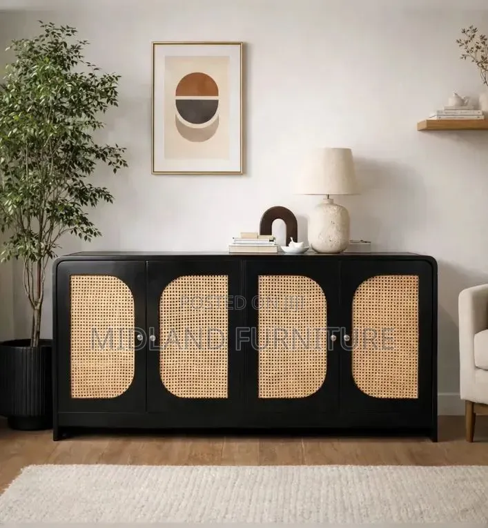 Black Rattan Sideboard (4door) Pay on Delivery 