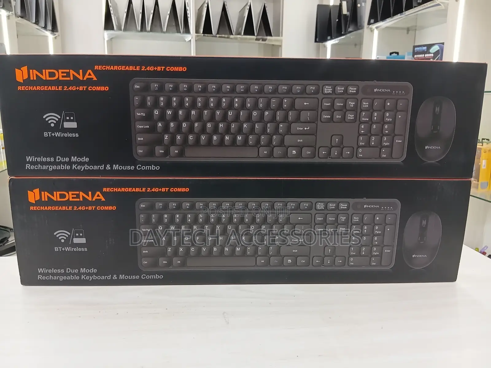 Indena Rechargeable 2.4G + Bluetooth Wireless Keyboard and Mouse Combo