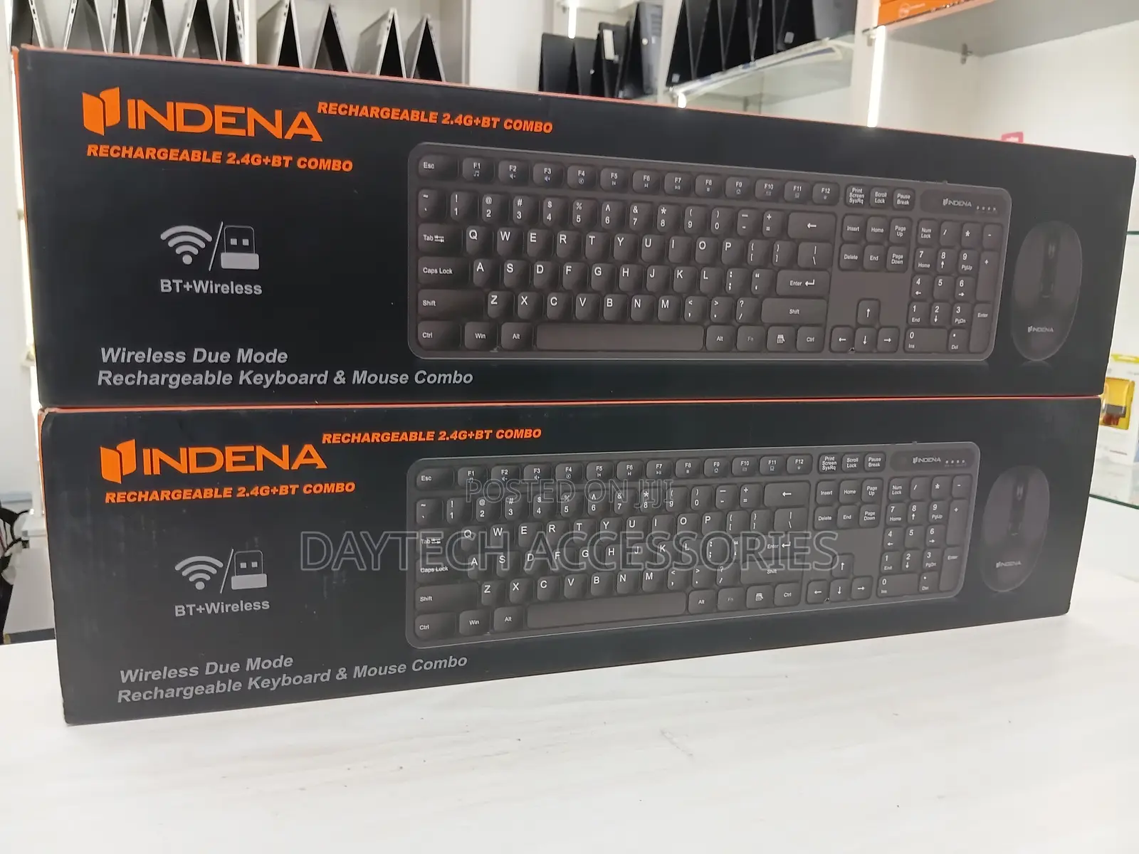 Indena Rechargeable 2.4G + Bluetooth Wireless Keyboard and Mouse Combo
