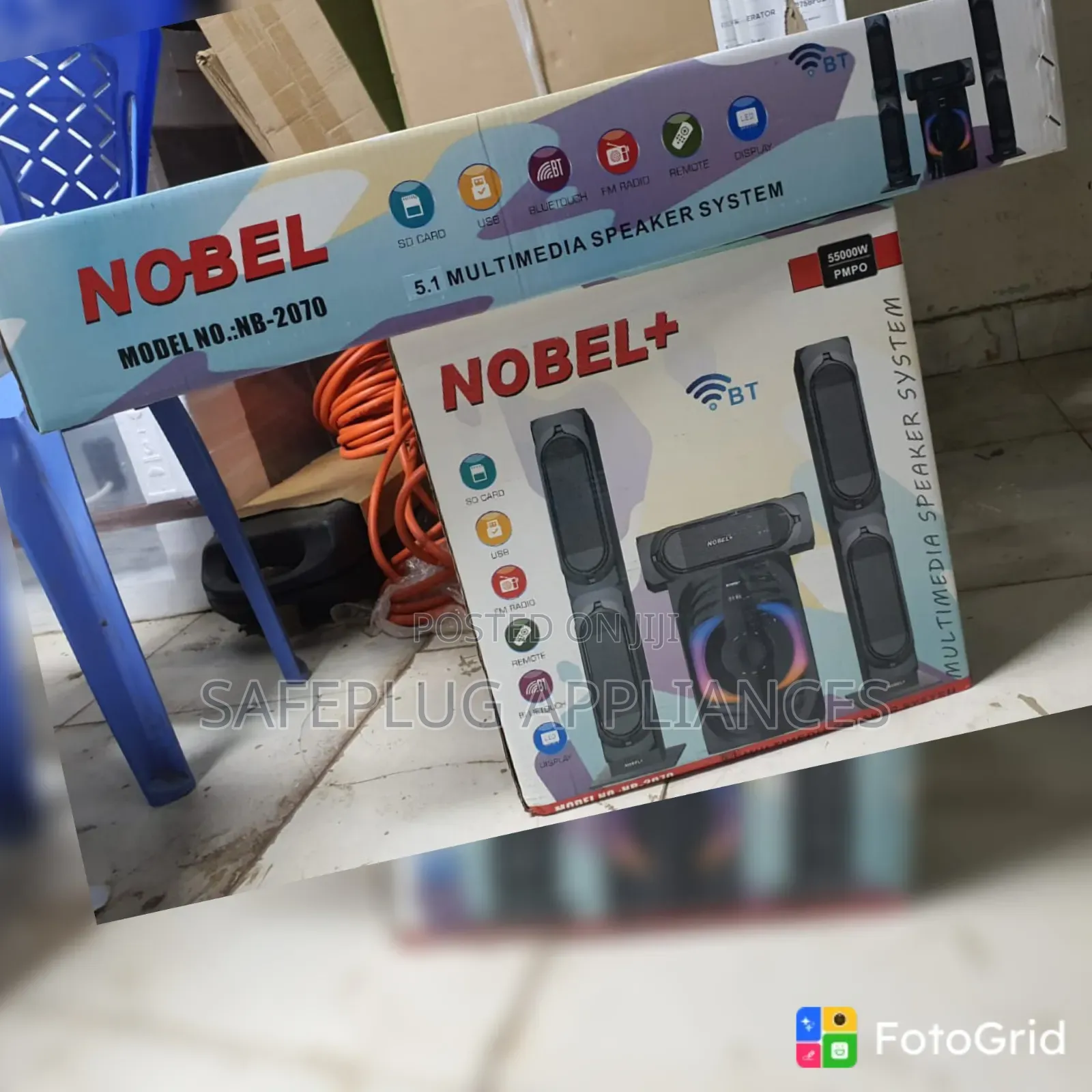 Nobel NB-2070 3.1CH Bluetooth Subwoofer – 55,000W PMPO System