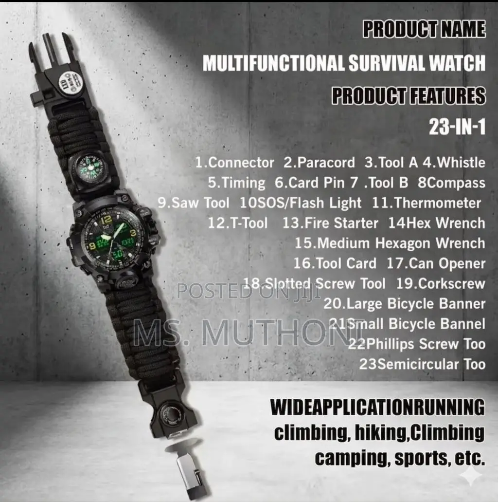 23-in-1 Tactical Paracord Survival Watch