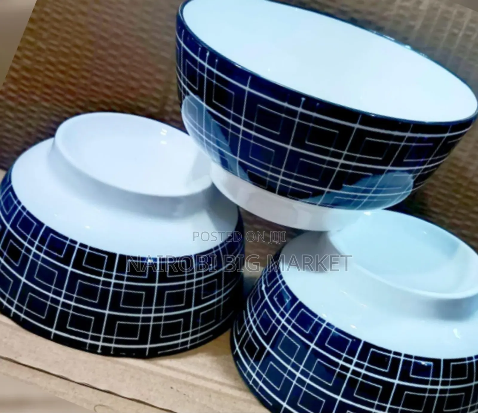 Ceramic Bowls Blue Flowered 6pcs