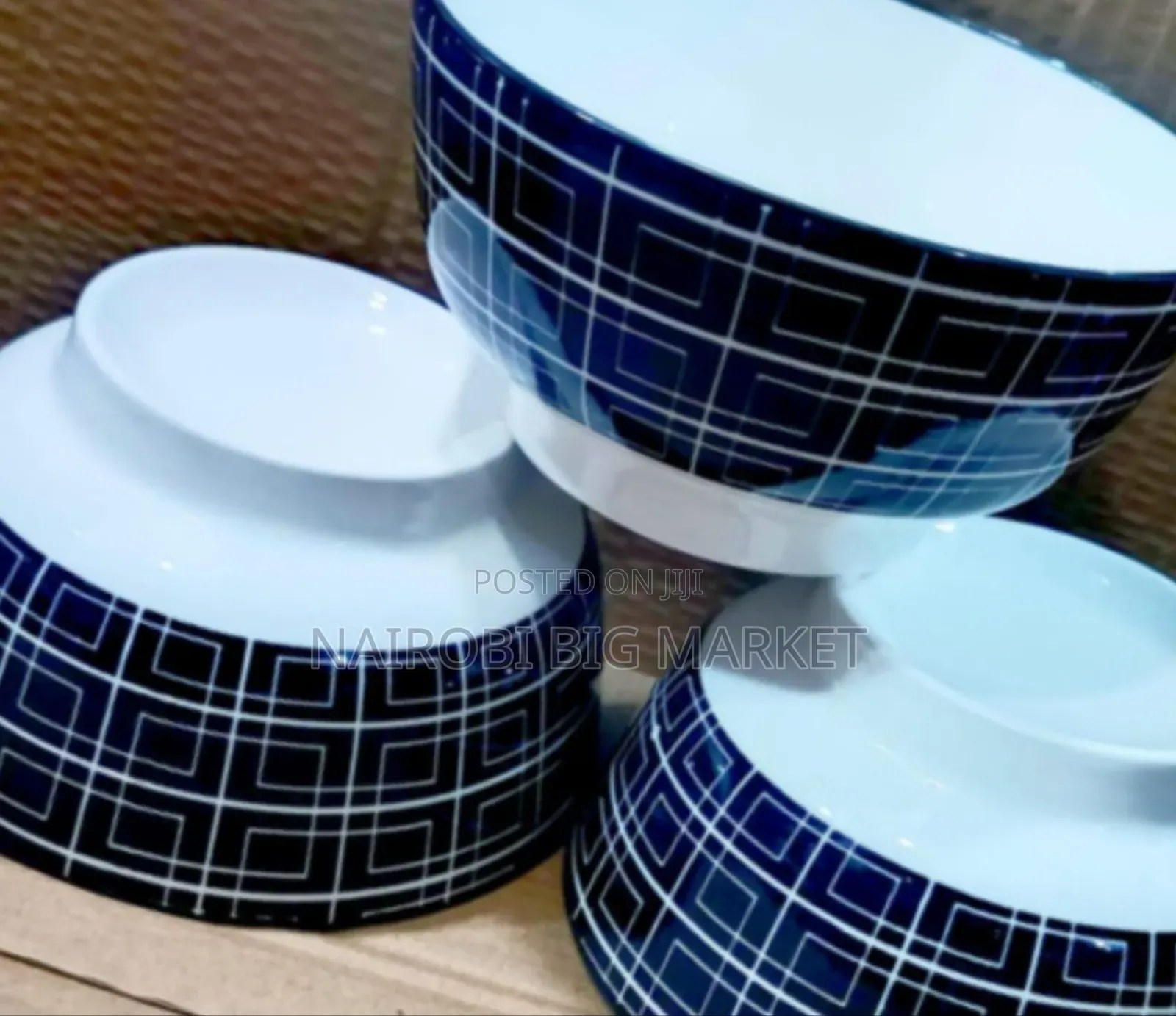 Ceramic Bowls Blue Flowered 6pcs